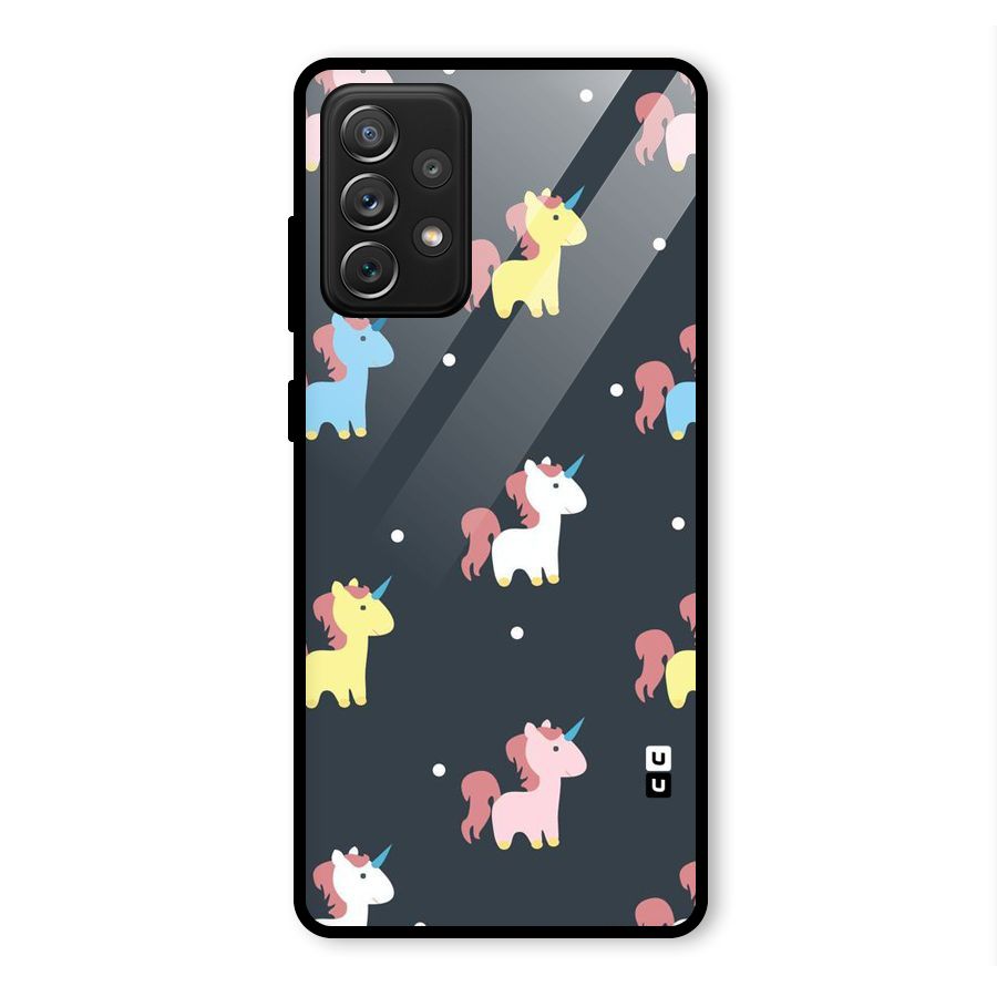 Unicorn Pattern Glass Back Case for Galaxy A72