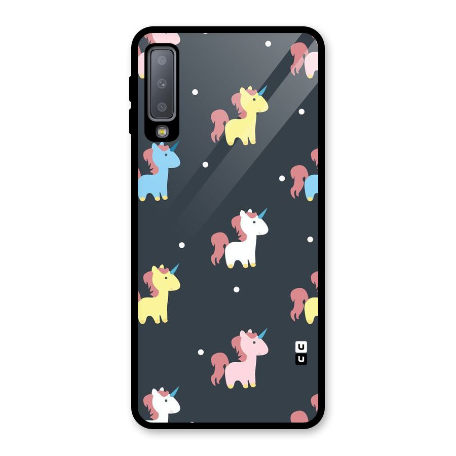 Unicorn Pattern Glass Back Case for Galaxy A7 (2018)