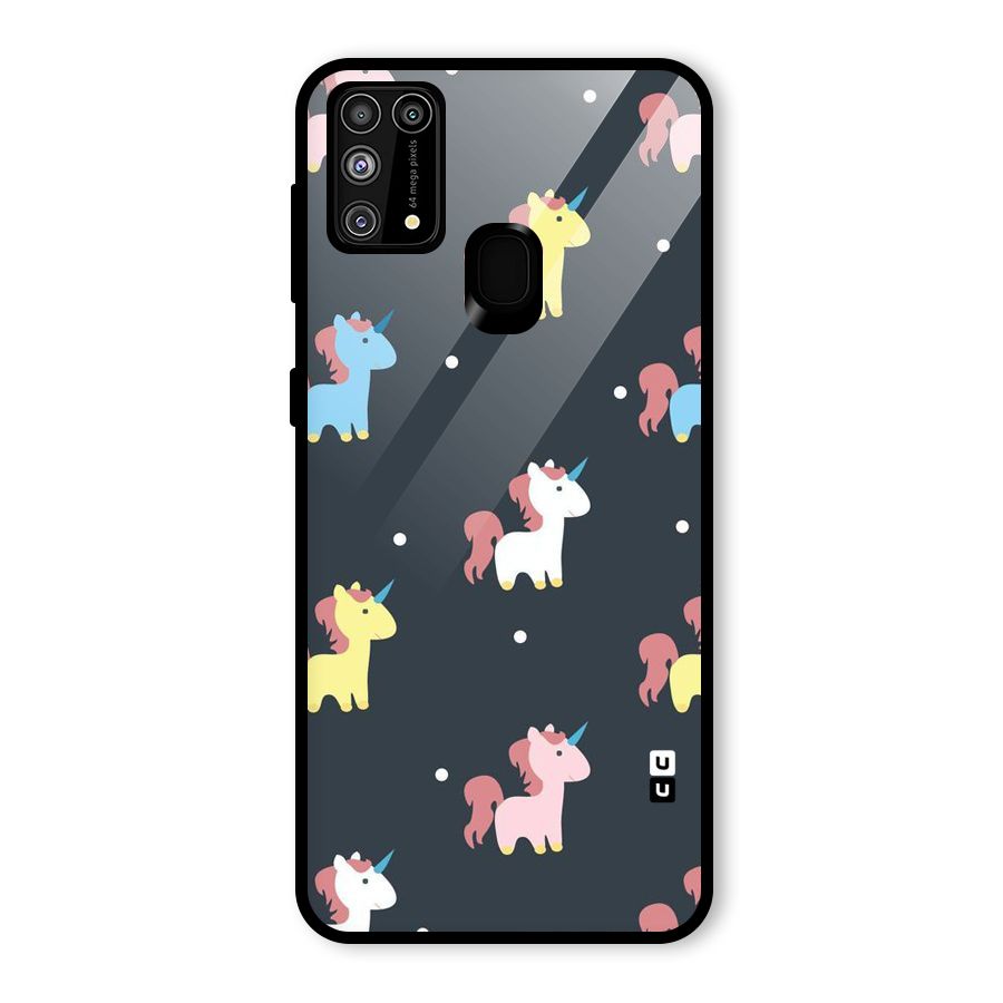 Unicorn Pattern Glass Back Case for Galaxy F41