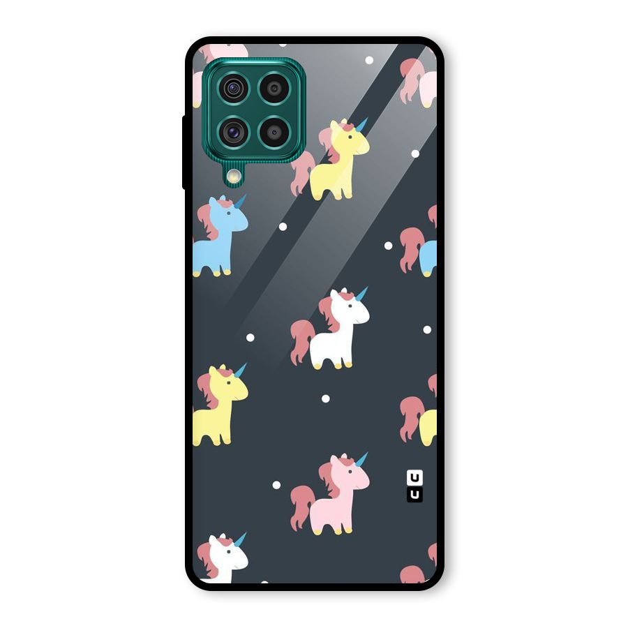 Unicorn Pattern Glass Back Case for Galaxy F62