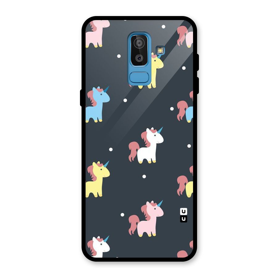 Unicorn Pattern Glass Back Case for Galaxy J8
