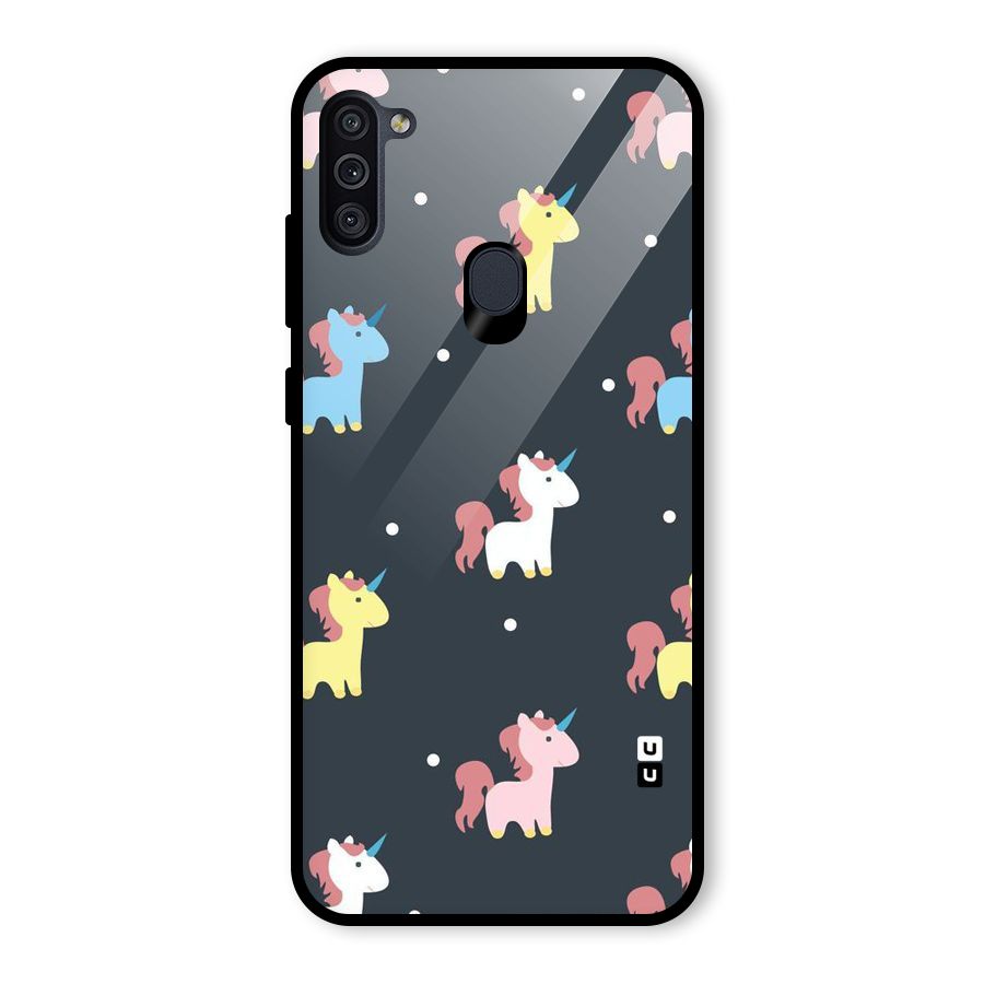 Unicorn Pattern Glass Back Case for Galaxy M11