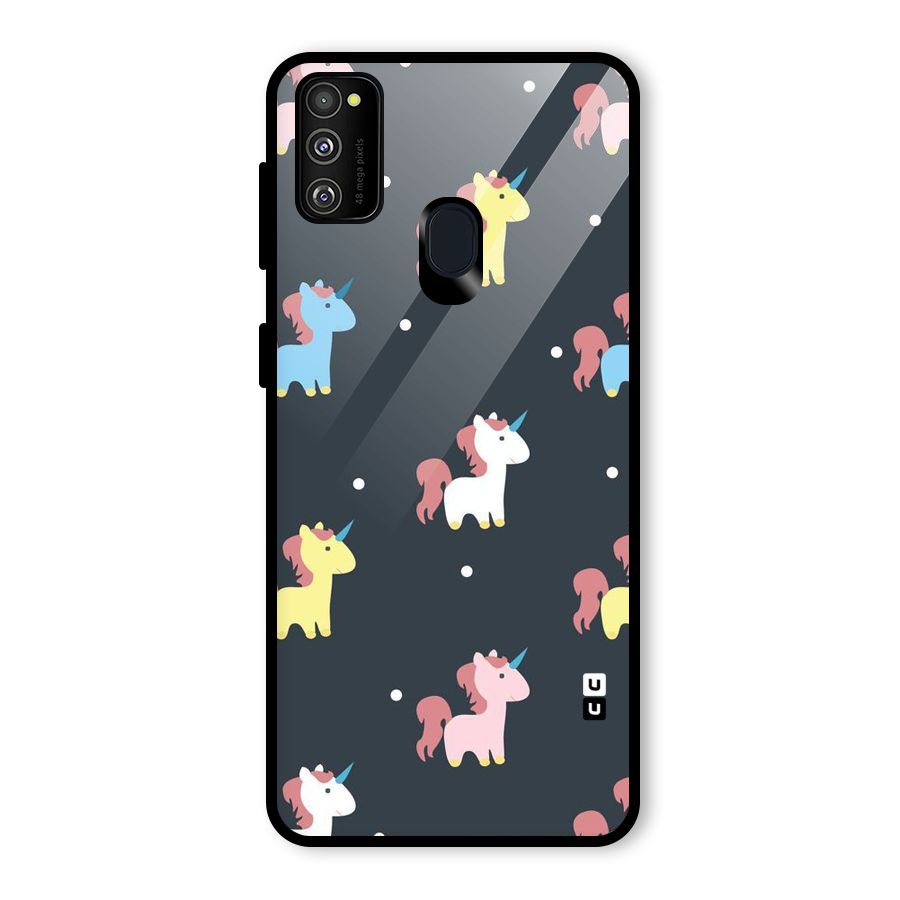 Unicorn Pattern Glass Back Case for Galaxy M21
