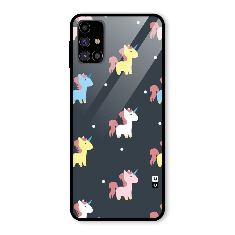 Unicorn Pattern Glass Back Case for Galaxy M31s