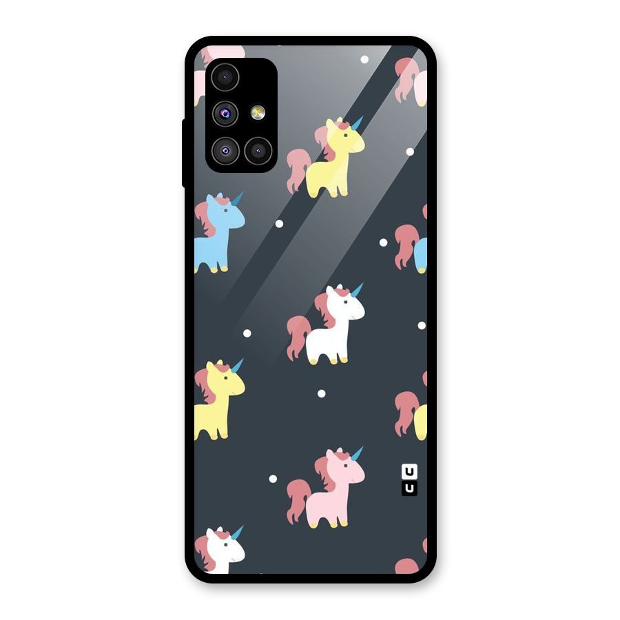 Unicorn Pattern Glass Back Case for Galaxy M51