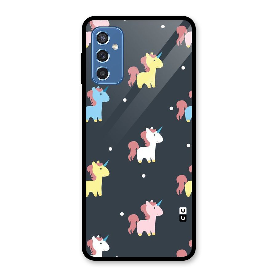 Unicorn Pattern Glass Back Case for Galaxy M52 5G