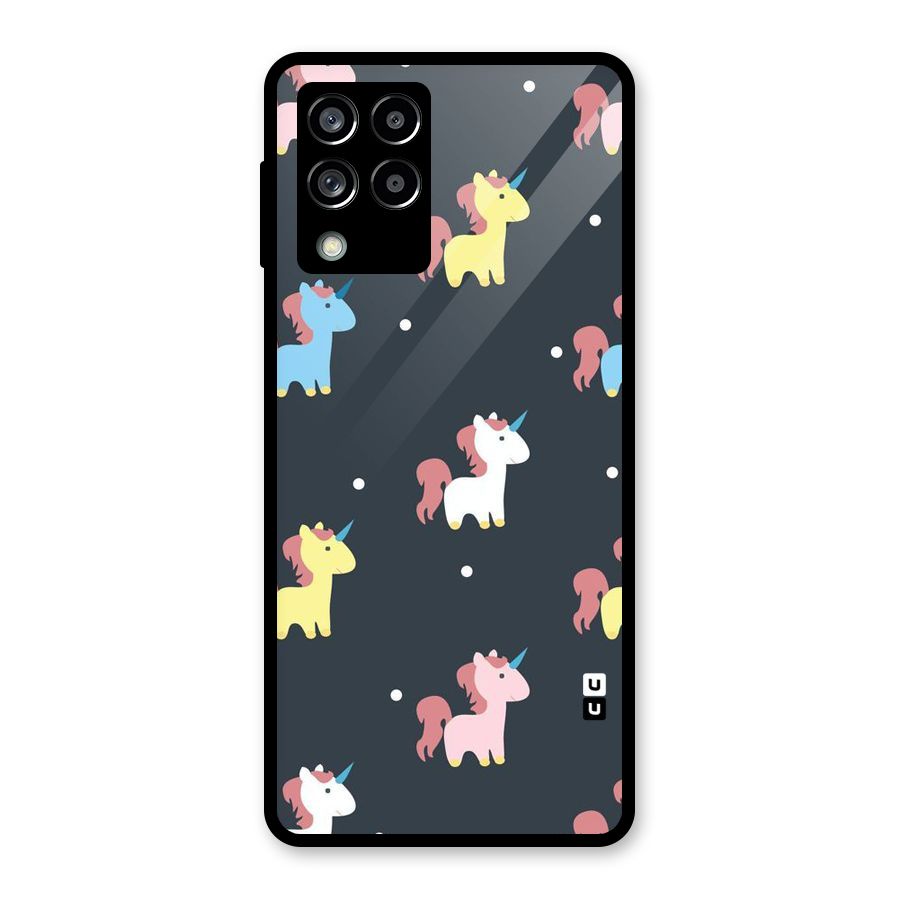 Unicorn Pattern Glass Back Case for Galaxy M53 5G