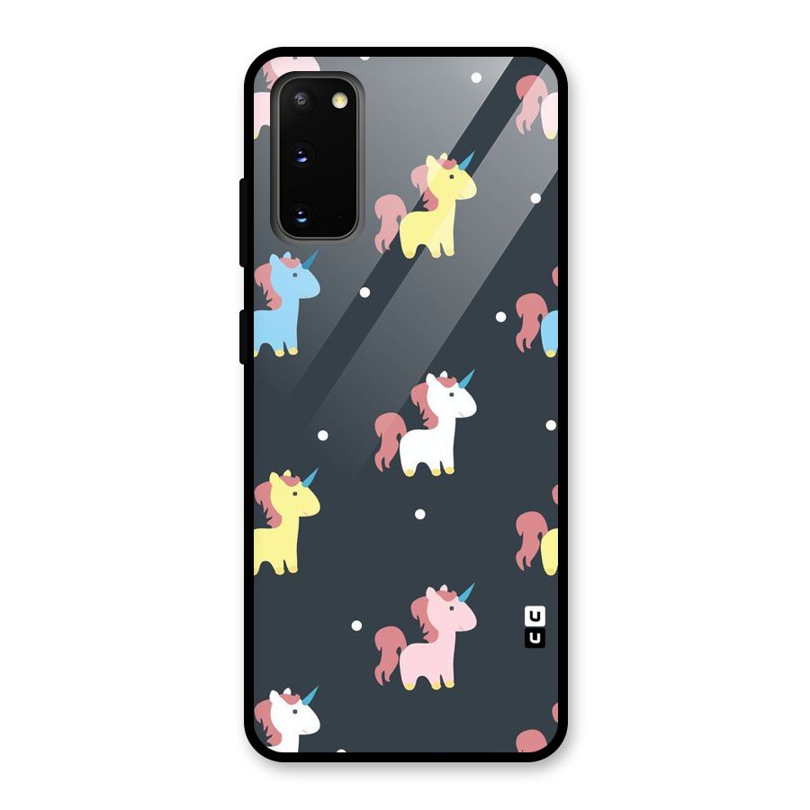 Unicorn Pattern Glass Back Case for Galaxy S20