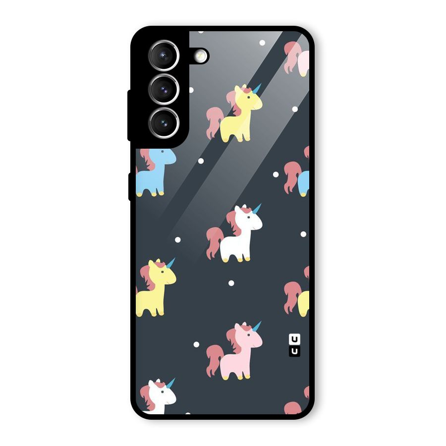 Unicorn Pattern Glass Back Case for Galaxy S21 5G
