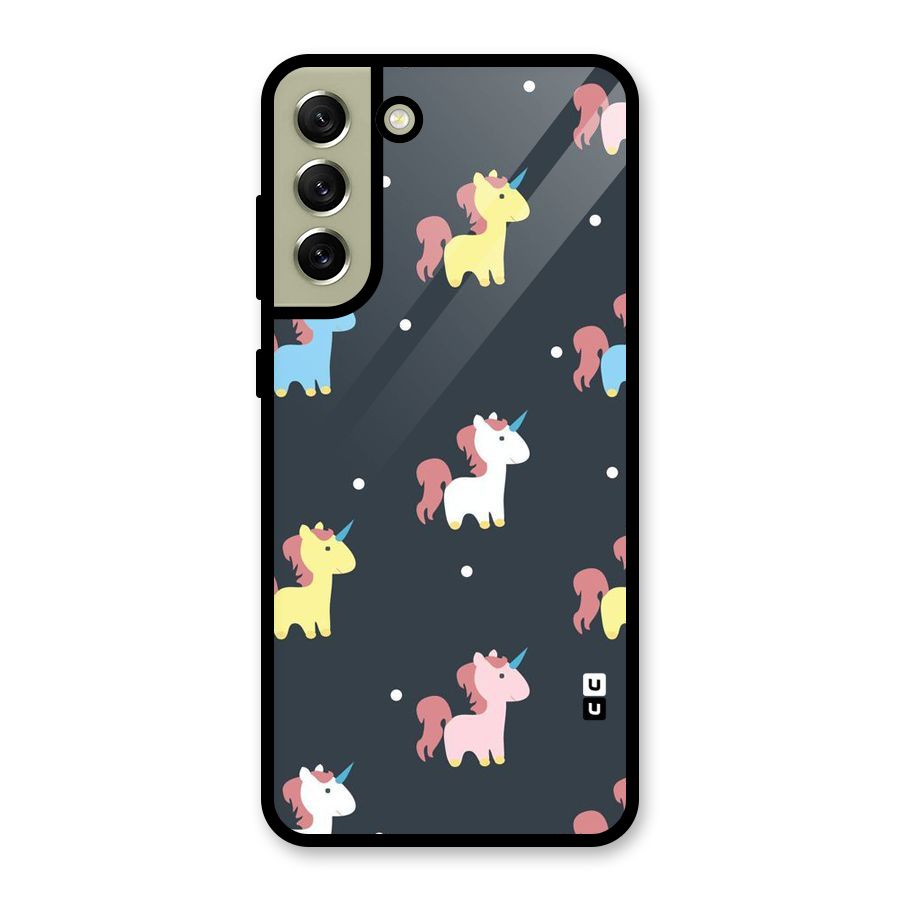 Unicorn Pattern Glass Back Case for Galaxy S21 FE 5G