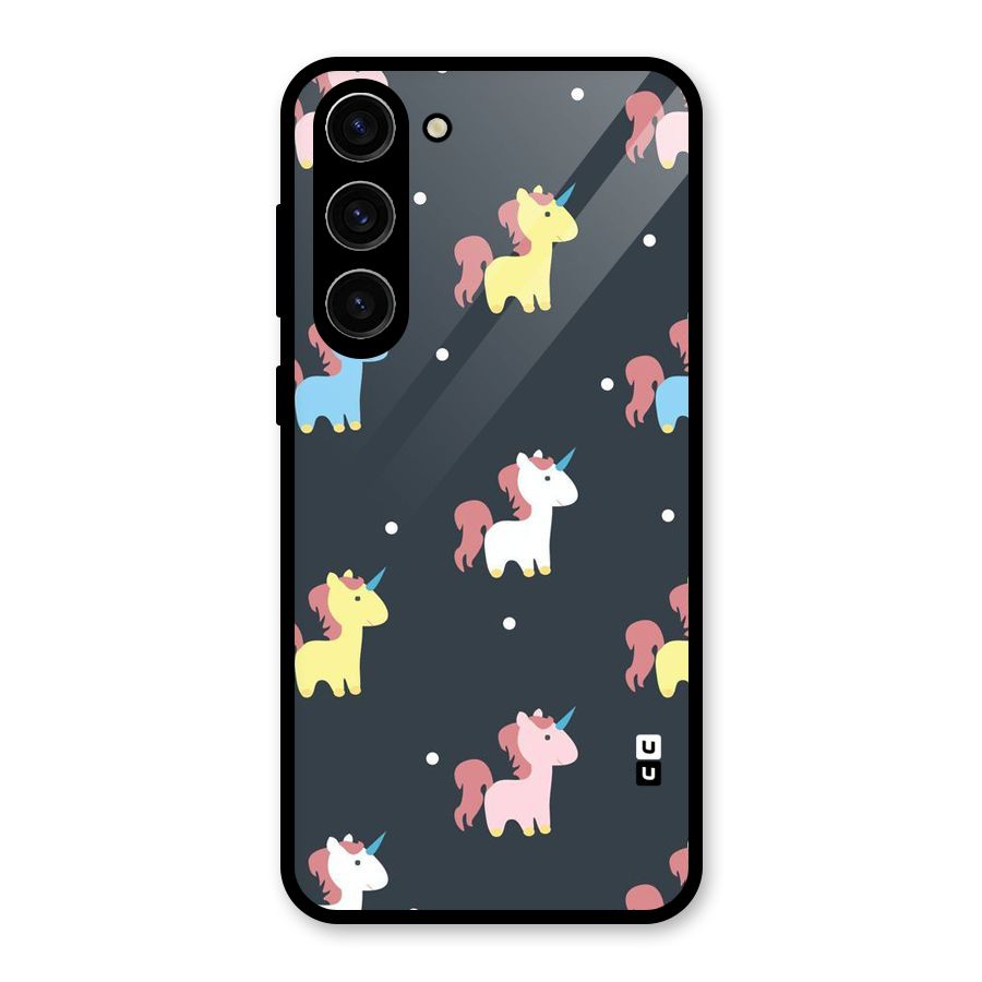 Unicorn Pattern Glass Back Case for Galaxy S23 Plus