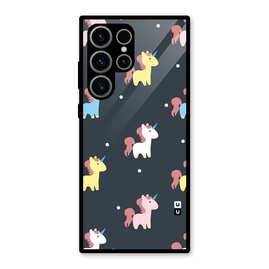 Unicorn Pattern Glass Back Case for Galaxy S23 Ultra
