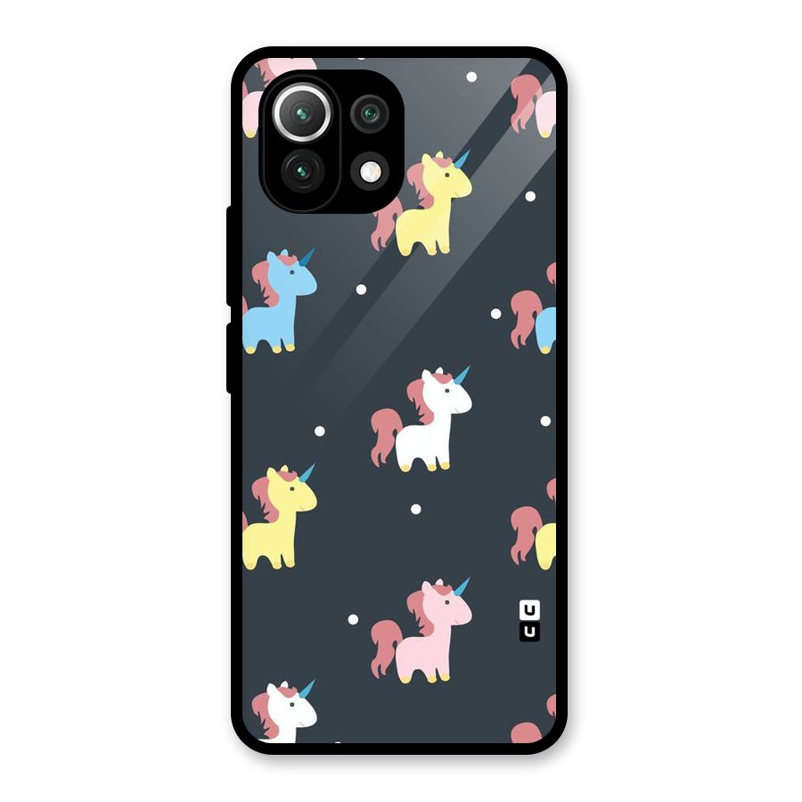 Unicorn Pattern Glass Back Case for Mi 11 Lite NE 5G