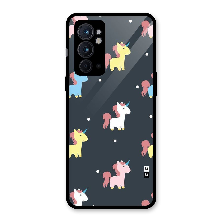 Unicorn Pattern Glass Back Case for OnePlus 9RT 5G