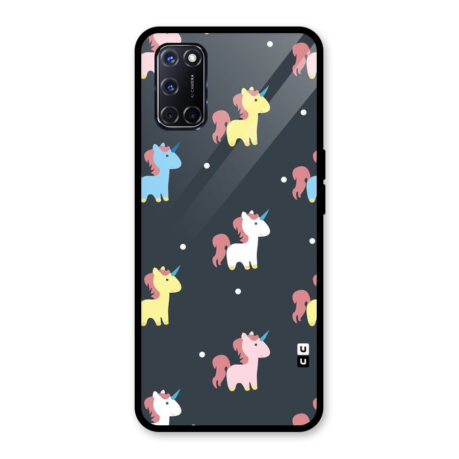 Unicorn Pattern Glass Back Case for Oppo A52
