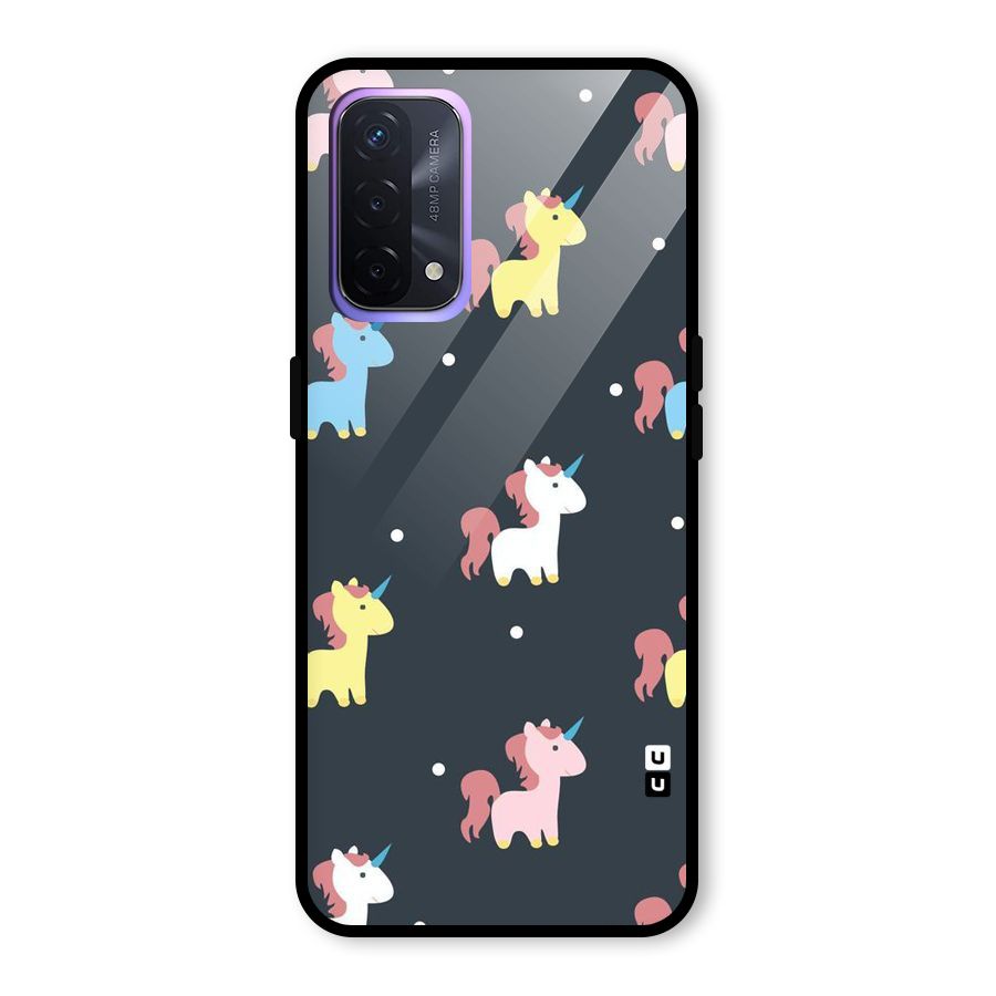 Unicorn Pattern Glass Back Case for Oppo A74 5G