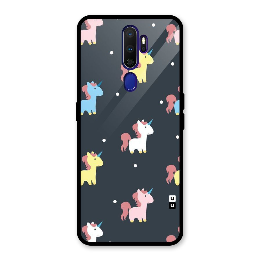 Unicorn Pattern Glass Back Case for Oppo A9 (2020)