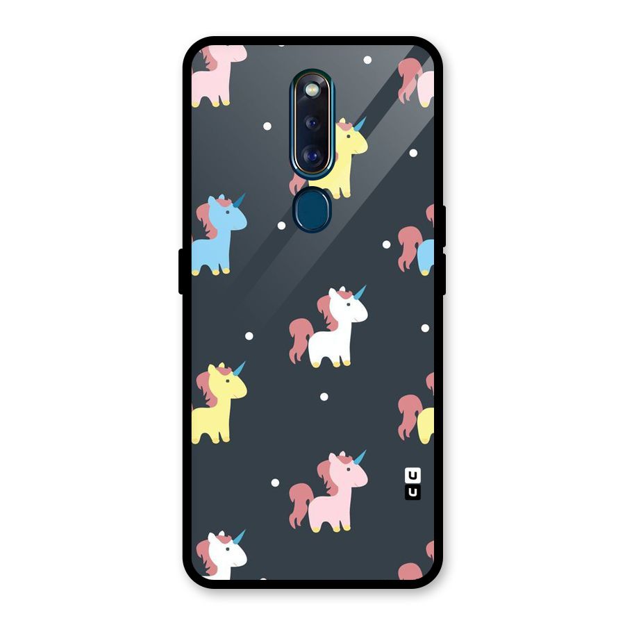 Unicorn Pattern Glass Back Case for Oppo F11 Pro