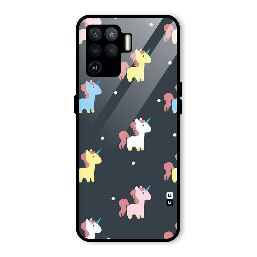 Unicorn Pattern Glass Back Case for Oppo F19 Pro