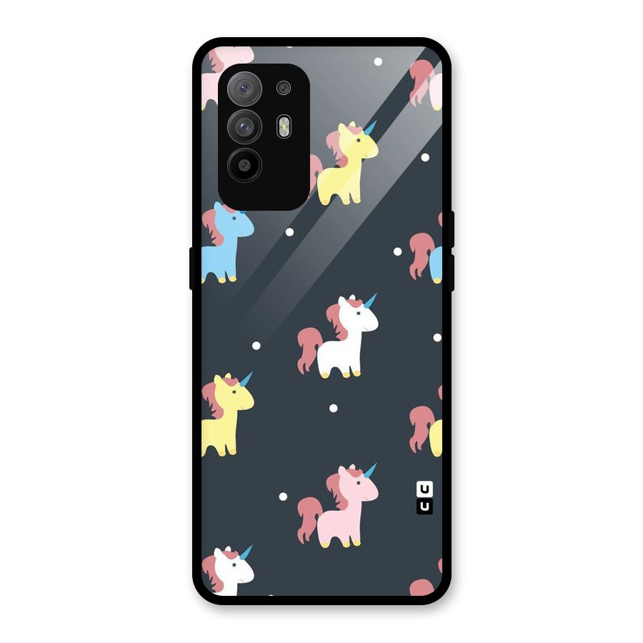 Unicorn Pattern Glass Back Case for Oppo F19 Pro Plus 5G