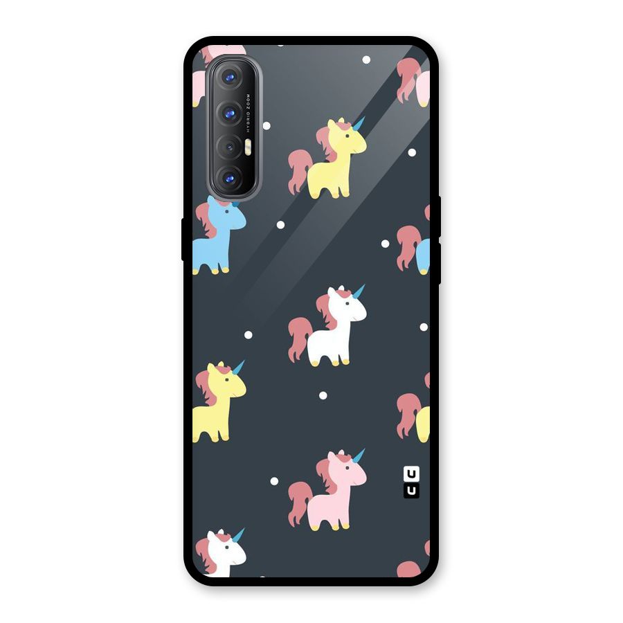 Unicorn Pattern Glass Back Case for Oppo Reno3 Pro