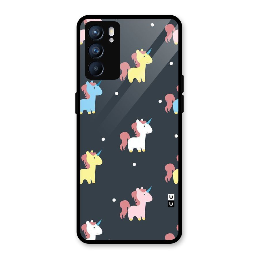 Unicorn Pattern Glass Back Case for Oppo Reno6 5G