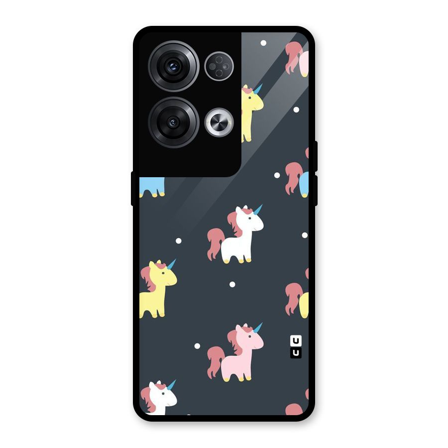 Unicorn Pattern Glass Back Case for Oppo Reno8 Pro 5G