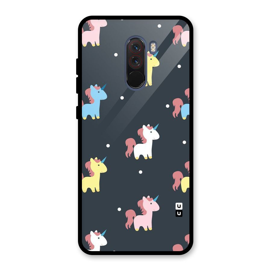 Unicorn Pattern Glass Back Case for Poco F1