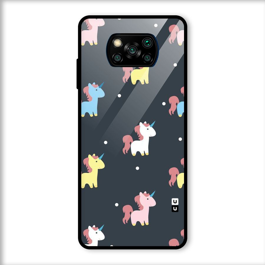 Unicorn Pattern Glass Back Case for Poco X3