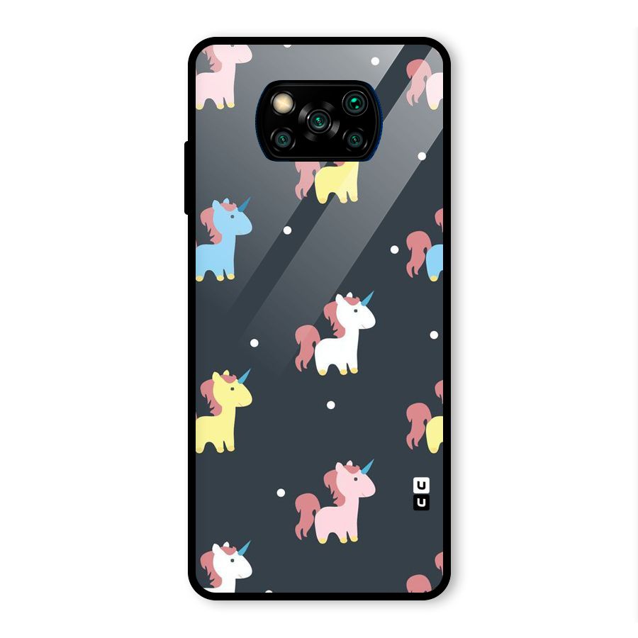 Unicorn Pattern Glass Back Case for Poco X3 Pro