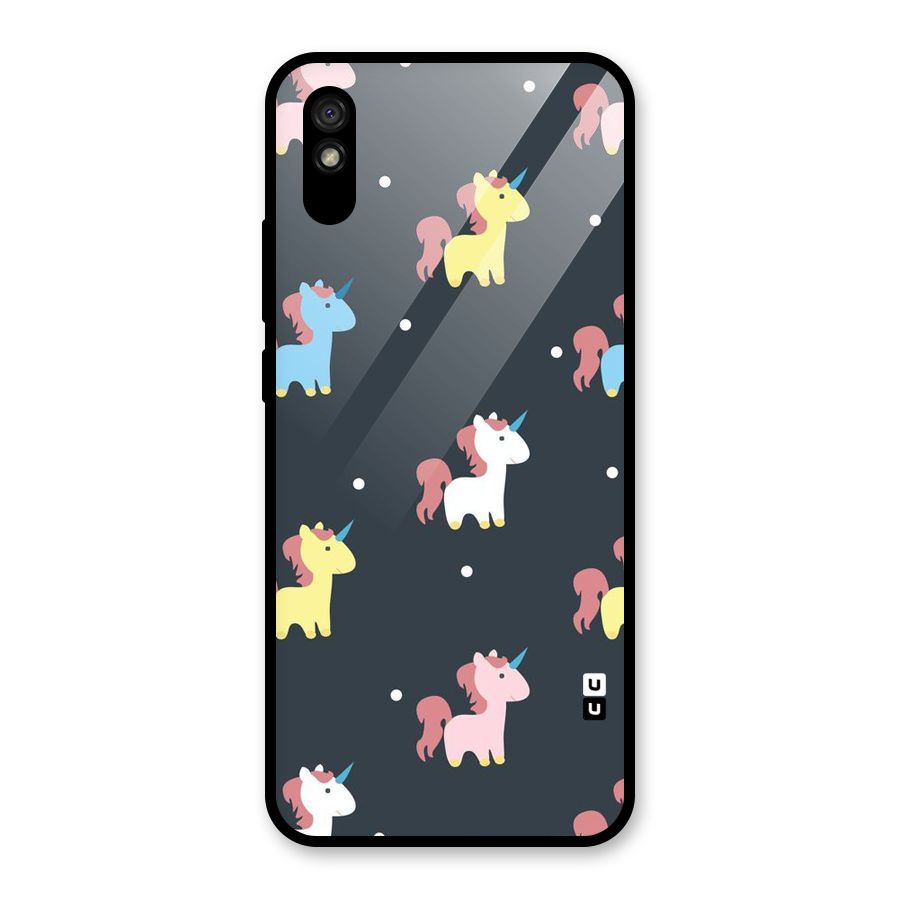 Unicorn Pattern Glass Back Case for Redmi 9A