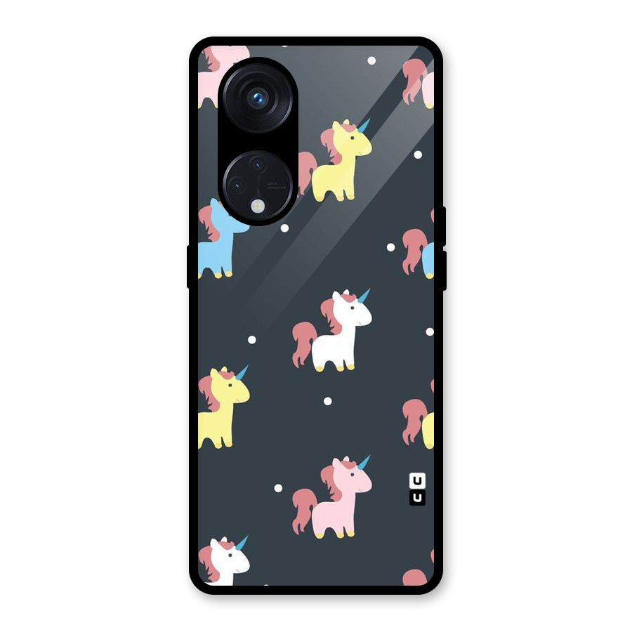 Unicorn Pattern Glass Back Case for Reno8 T 5G