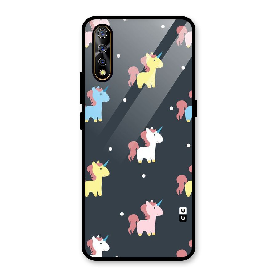 Unicorn Pattern Glass Back Case for Vivo S1