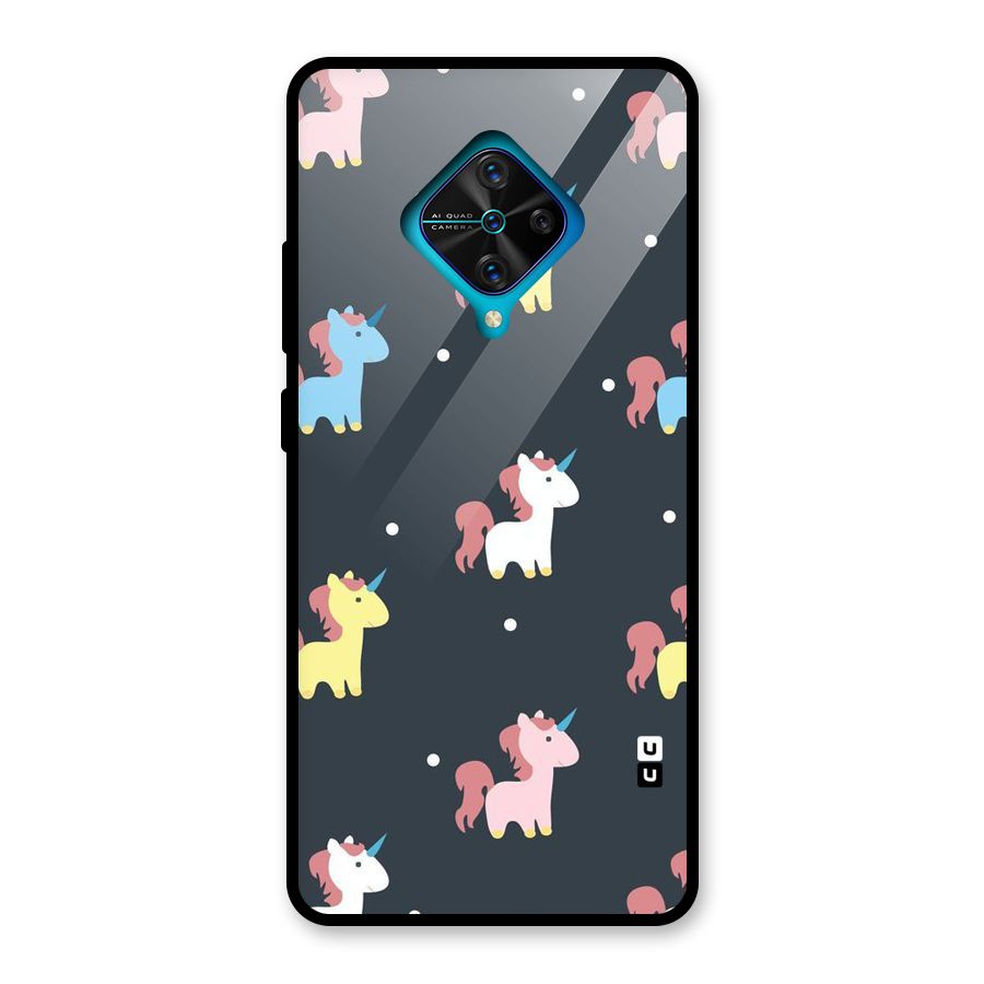 Unicorn Pattern Glass Back Case for Vivo S1 Pro