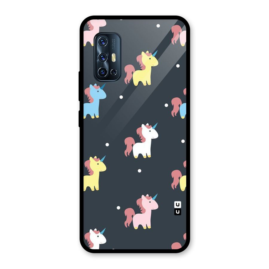 Unicorn Pattern Glass Back Case for Vivo V17