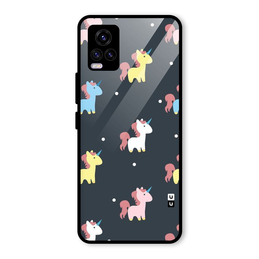 Unicorn Pattern Glass Back Case for Vivo V20