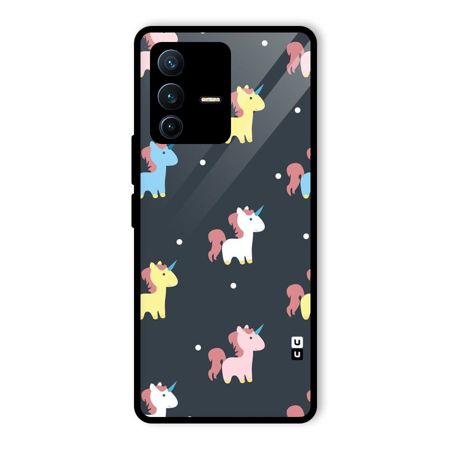Unicorn Pattern Glass Back Case for Vivo V23 Pro