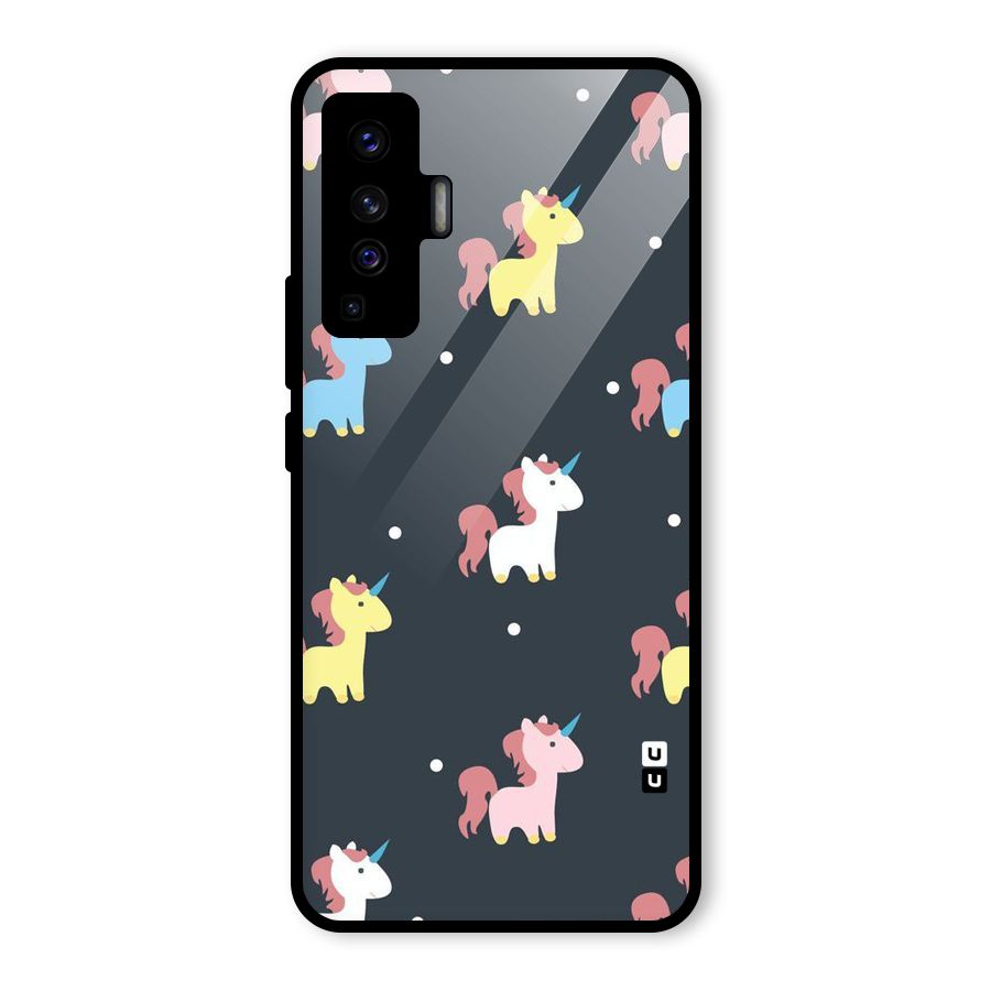 Unicorn Pattern Glass Back Case for Vivo X50