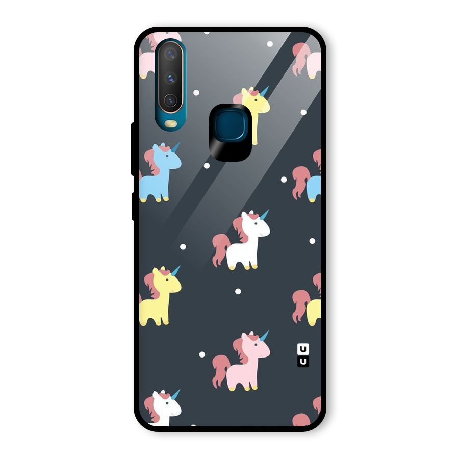 Unicorn Pattern Glass Back Case for Vivo Y17