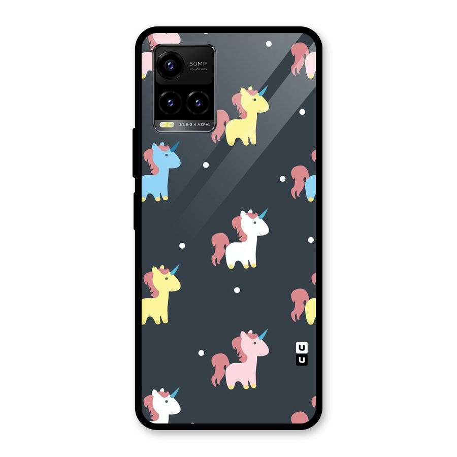 Unicorn Pattern Glass Back Case for Vivo Y21A