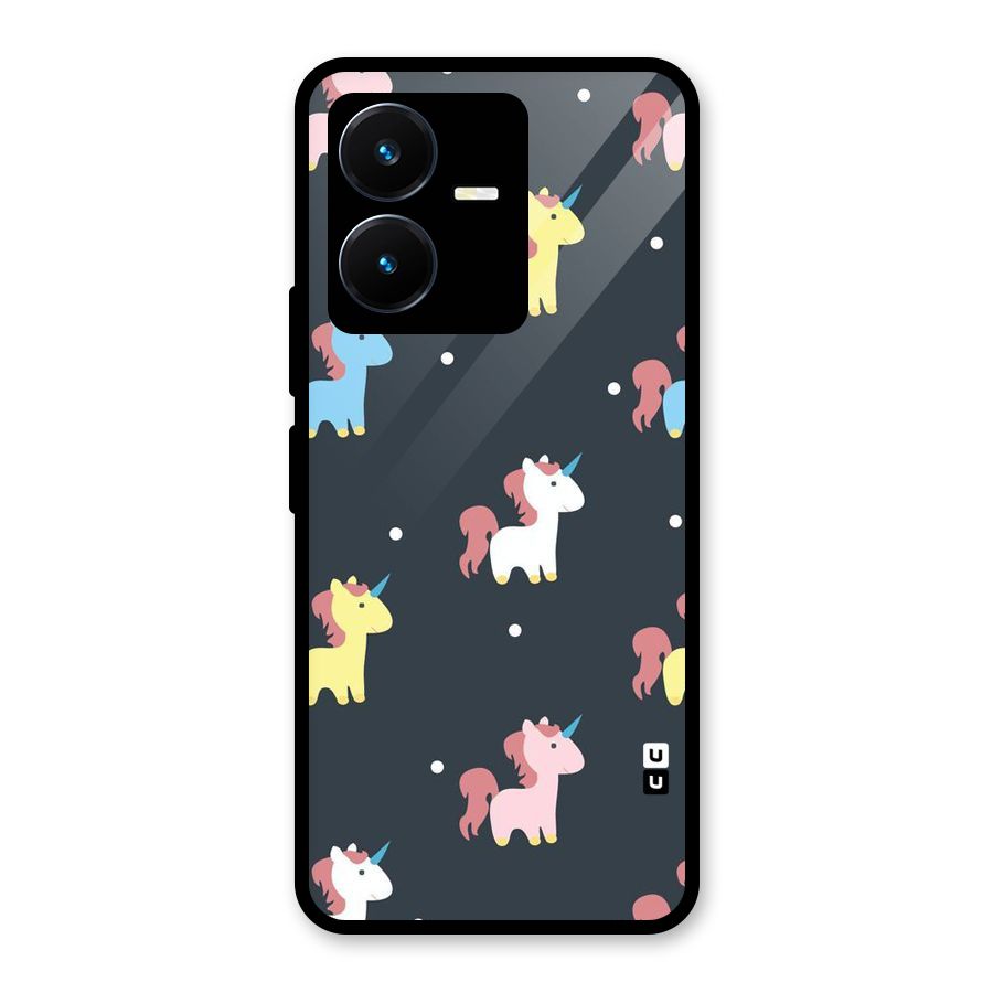 Unicorn Pattern Glass Back Case for Vivo Y22
