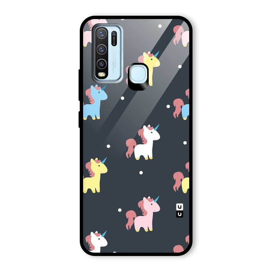 Unicorn Pattern Glass Back Case for Vivo Y30