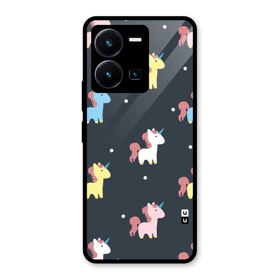 Unicorn Pattern Glass Back Case for Vivo Y35