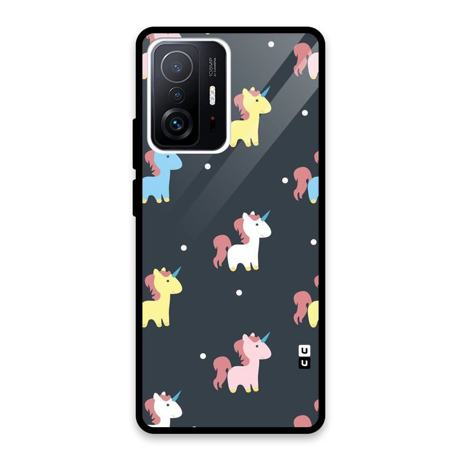 Unicorn Pattern Glass Back Case for Xiaomi 11T Pro