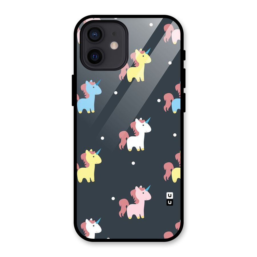 Unicorn Pattern Glass Back Case for iPhone 12