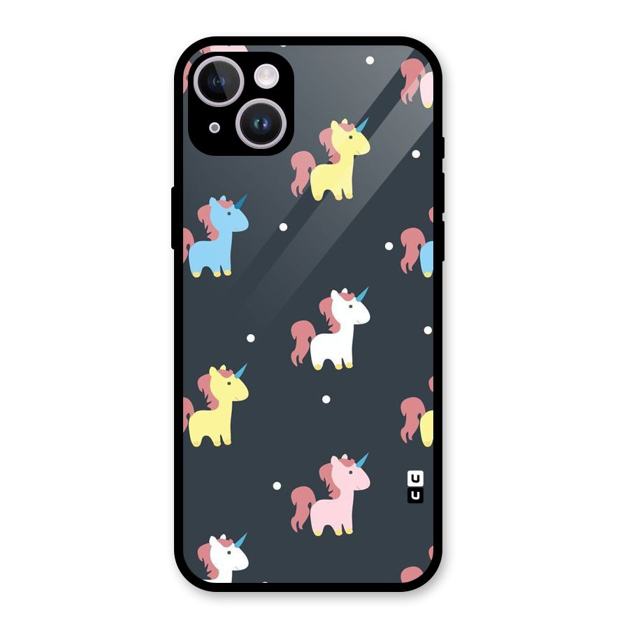 Unicorn Pattern Glass Back Case for iPhone 14 Plus