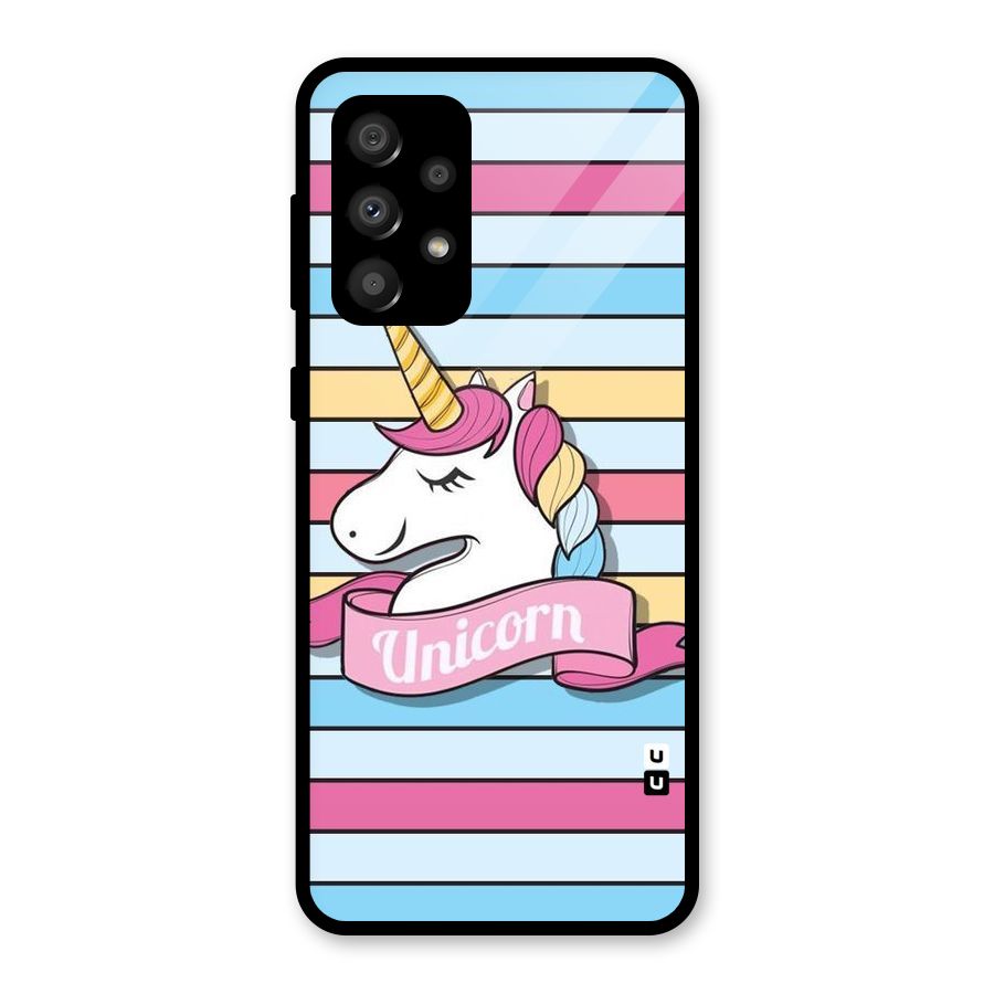 Unicorn Stripes Glass Back Case for Galaxy A32