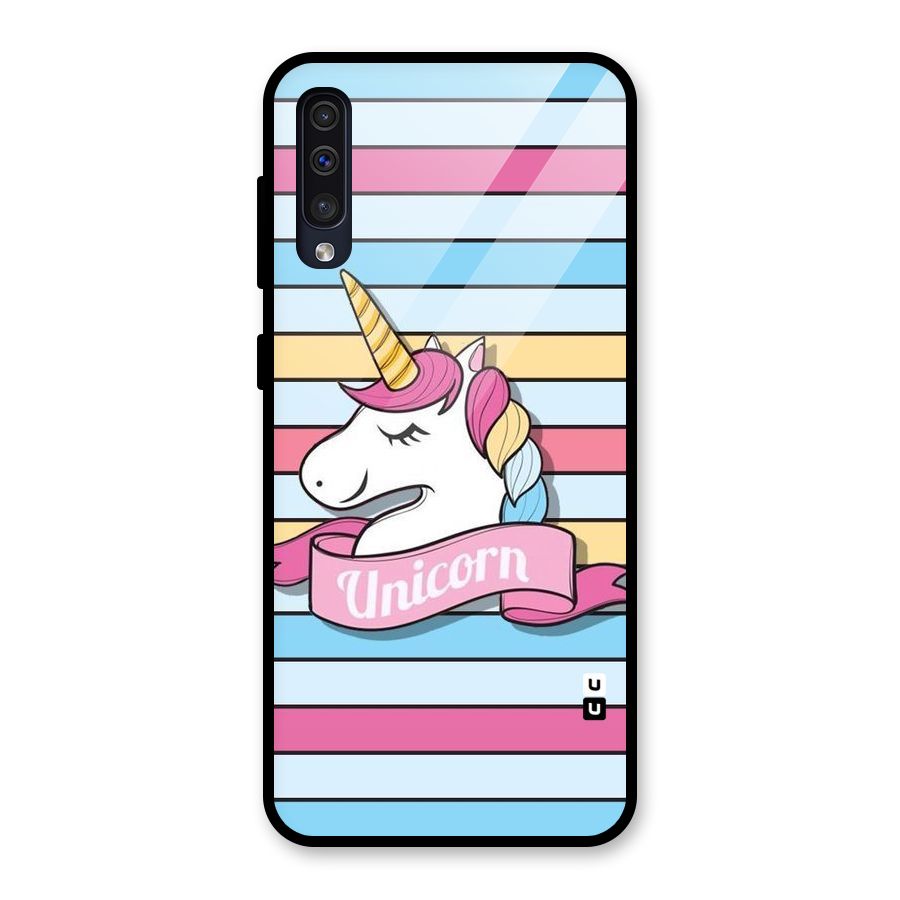 Unicorn Stripes Glass Back Case for Galaxy A50