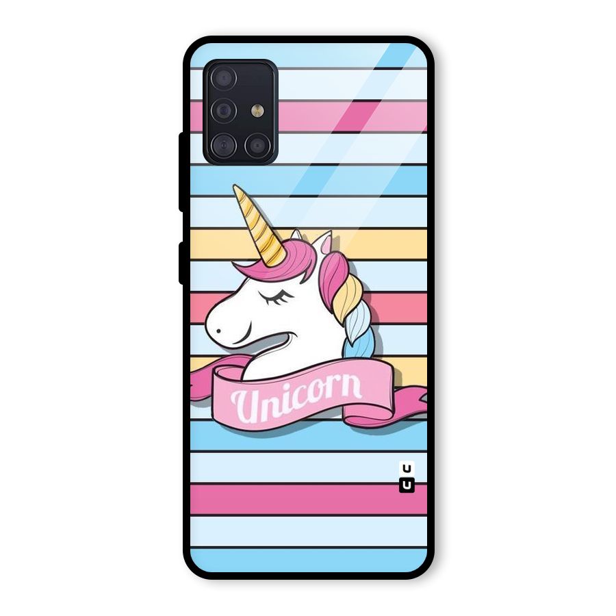 Unicorn Stripes Glass Back Case for Galaxy A51