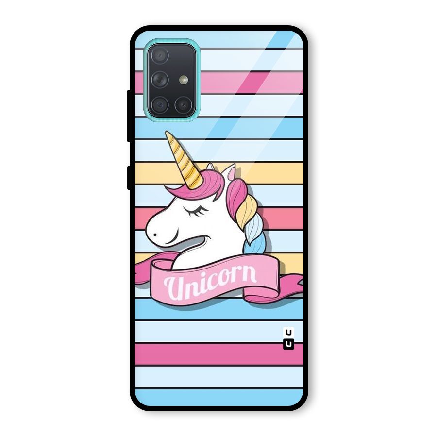 Unicorn Stripes Glass Back Case for Galaxy A71